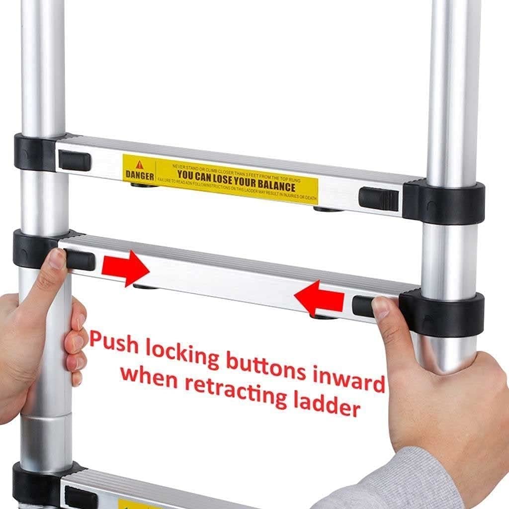 Aluminum Telescoping Ladder with Hooks, 20.3FT One Button Retraction 330lbs Capacity V644