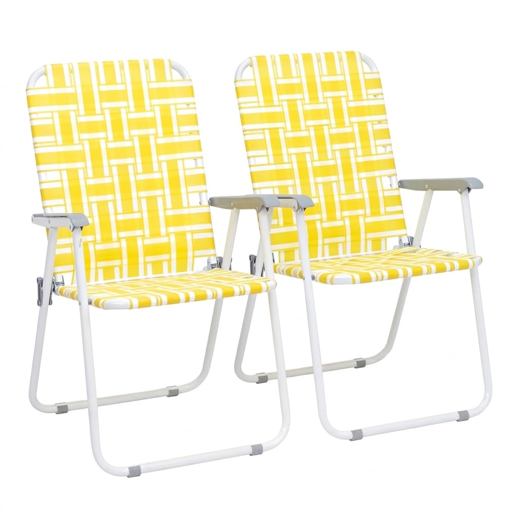 Heavy Duty Webbed Lawn Chair Set of 2 with Aluminum Frame P367