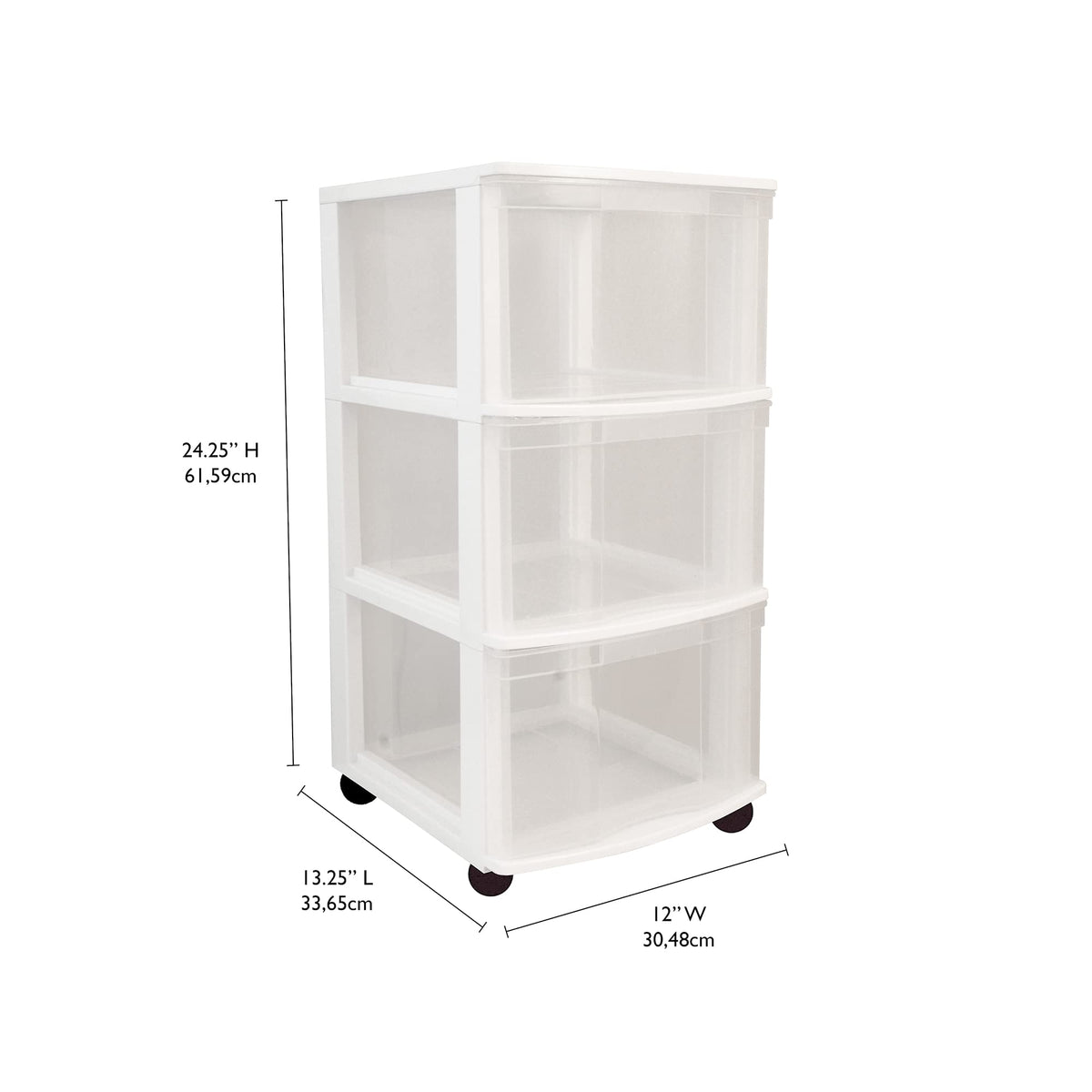 3 Drawer Plastic Rolling Organizer Cart J775379