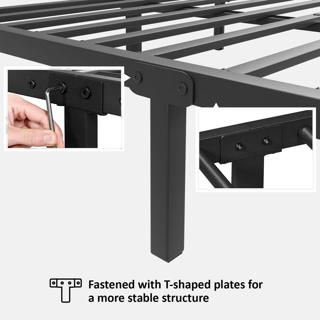Black Full Bed Frame with Butterfly Pattern Headboard & Footboard D94200