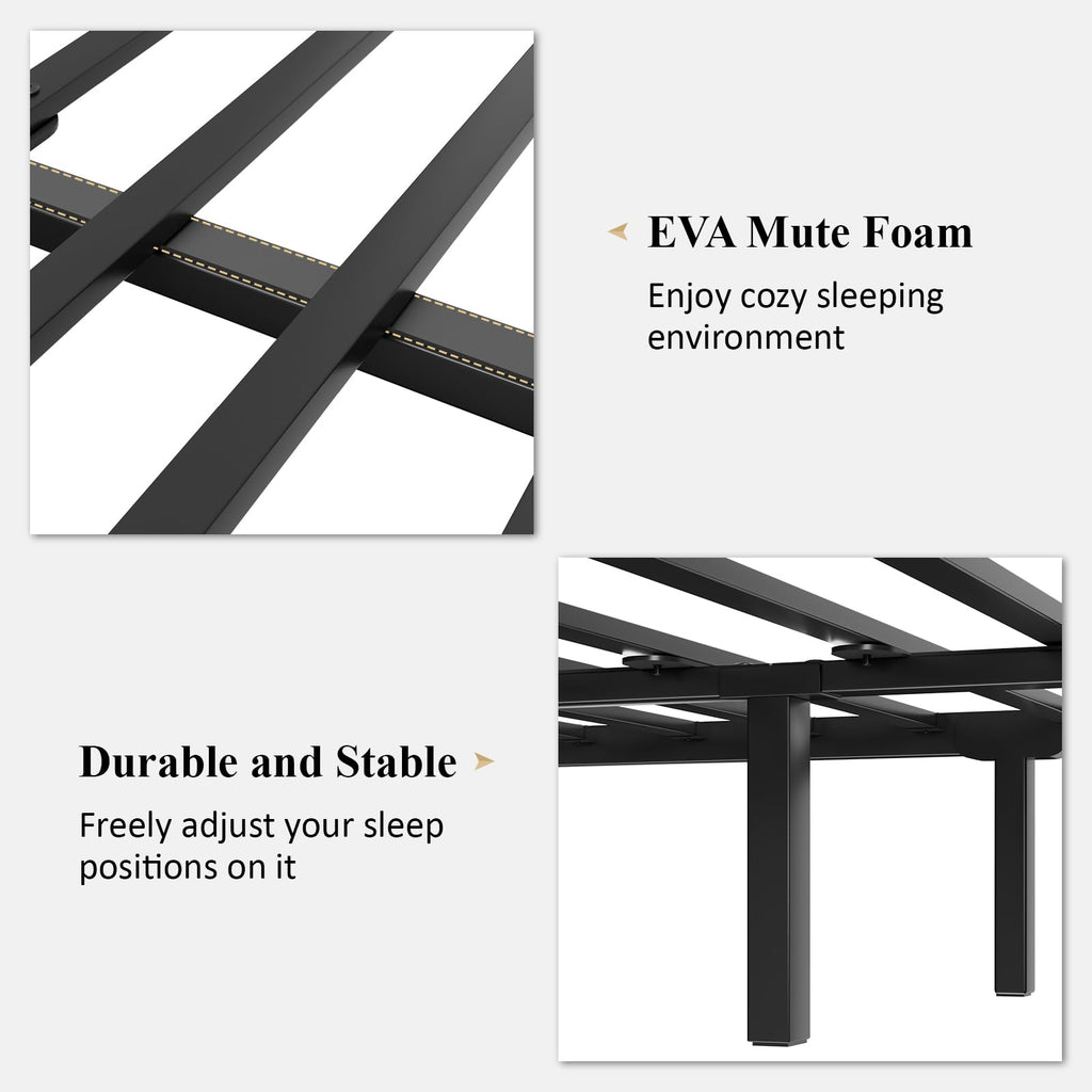 Black Full Bed Frame with Butterfly Pattern Headboard & Footboard D94200