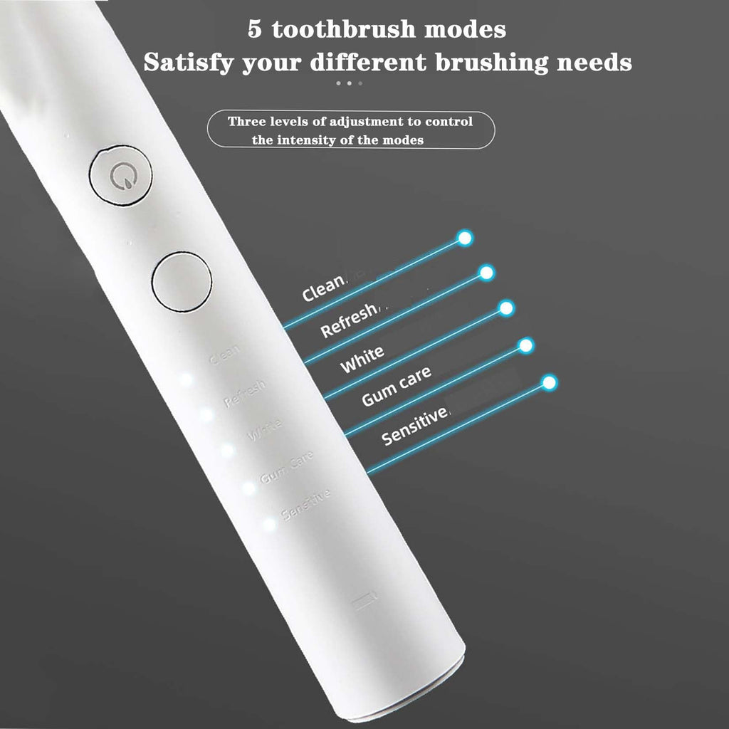 Sonic Electric Toothbrush, 5 Modes, 2-Minute Timer, 4 Brush Heads W684