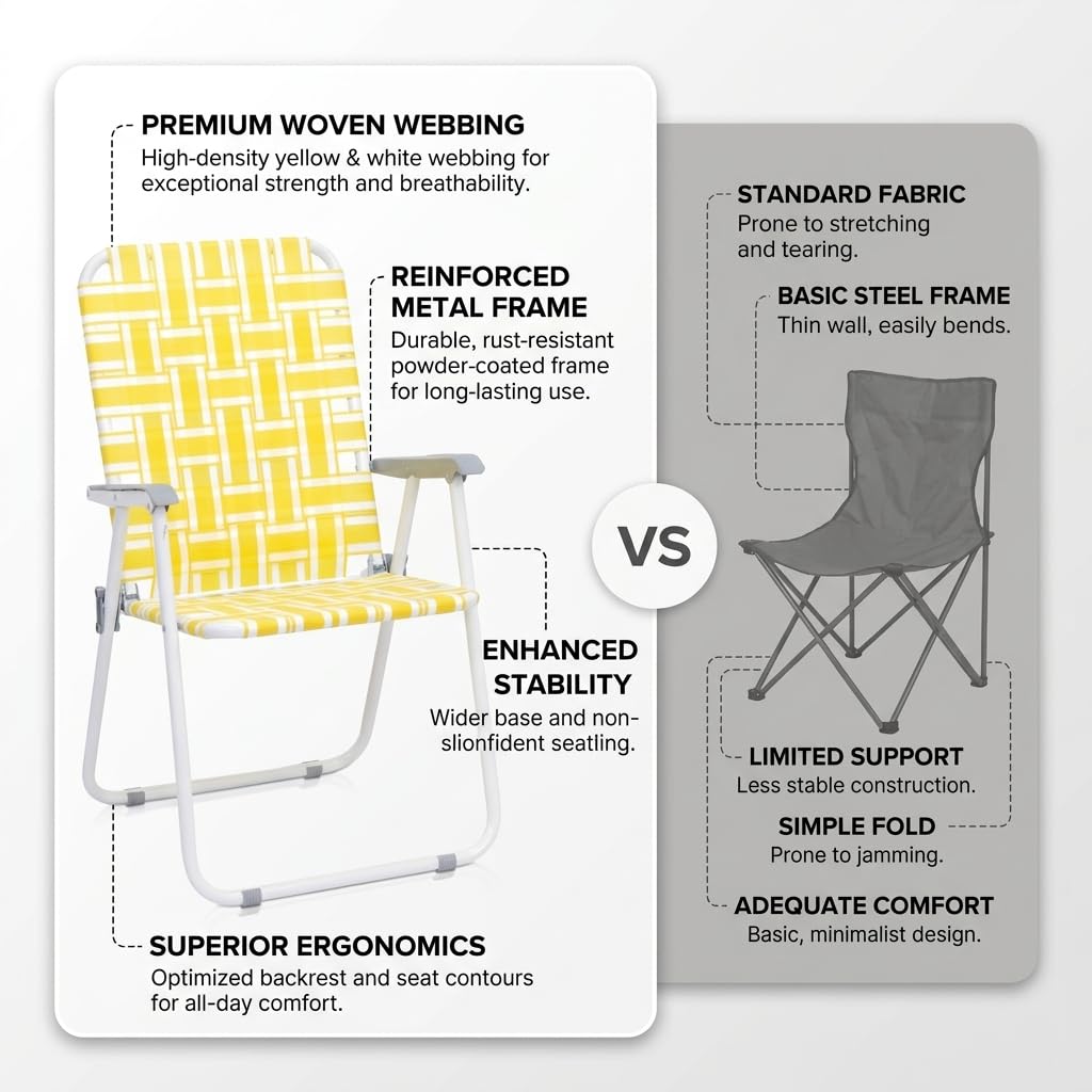 Heavy Duty Webbed Lawn Chair Set of 2 with Aluminum Frame P367