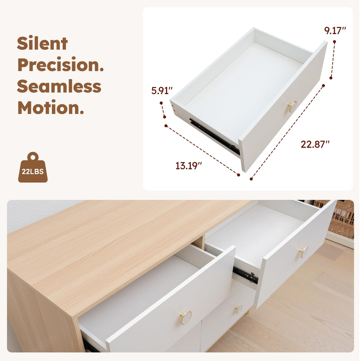 White 6 Drawer Baby Dresser D1009