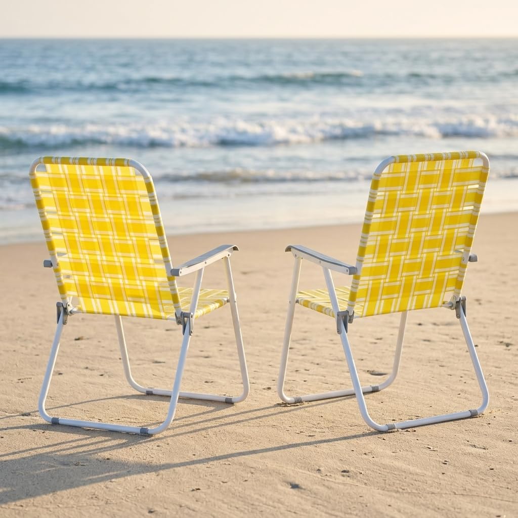 Heavy Duty Webbed Lawn Chair Set of 2 with Aluminum Frame P367
