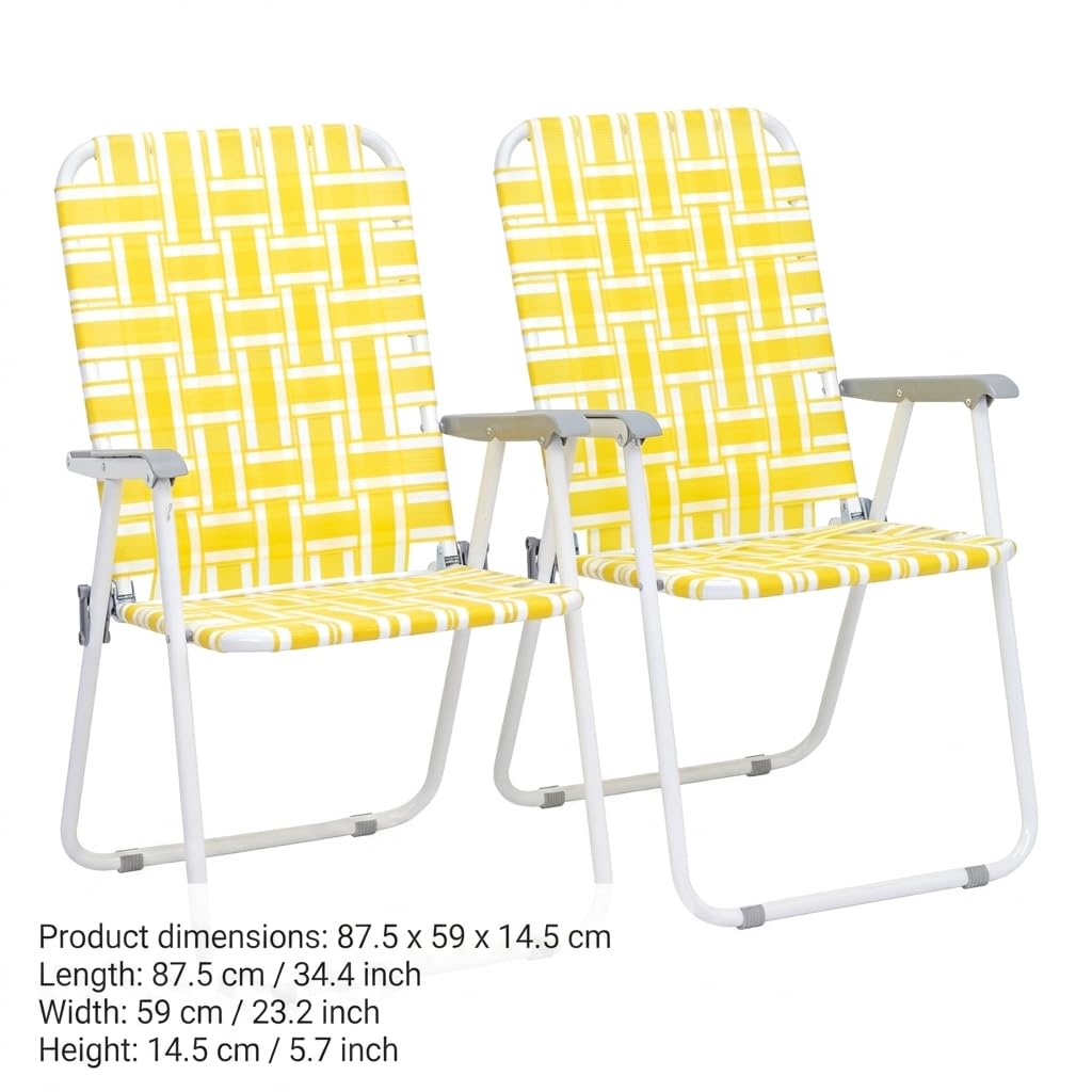 Heavy Duty Webbed Lawn Chair Set of 2 with Aluminum Frame P367