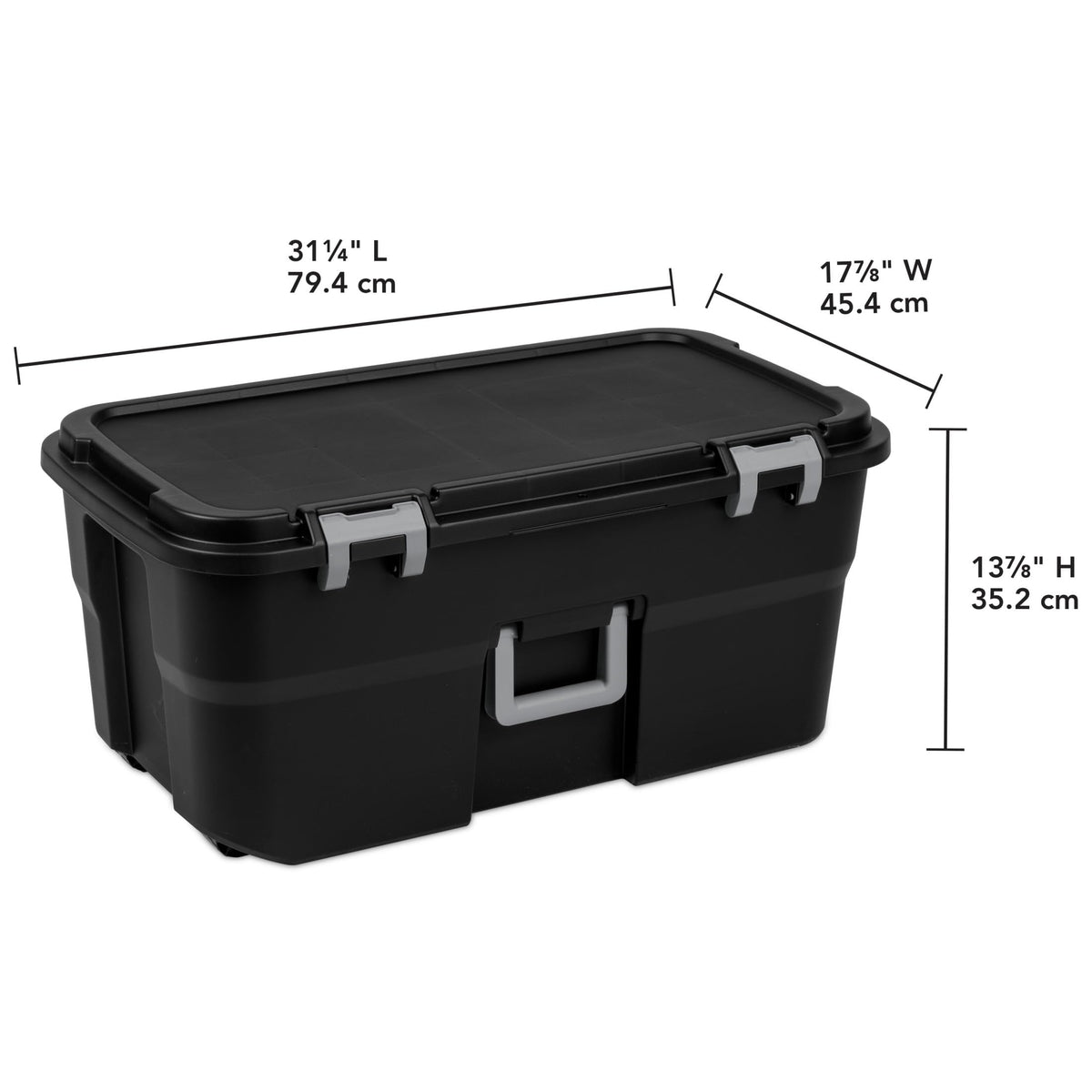 22 Gallon Black Wheeled Plastic Storage Trunk C189