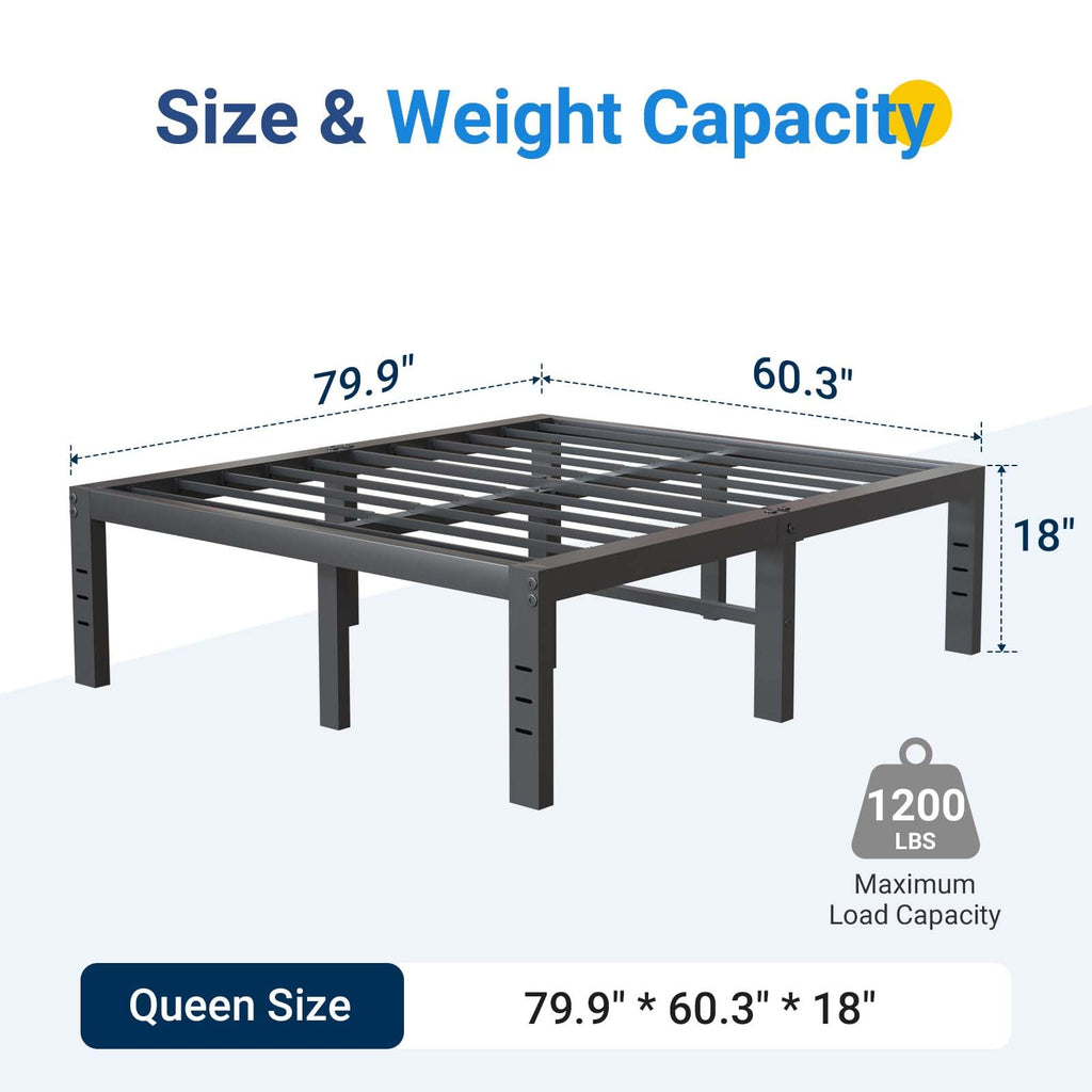 Queen Size 18 Inch Metal Platform Bed Frame Q1764