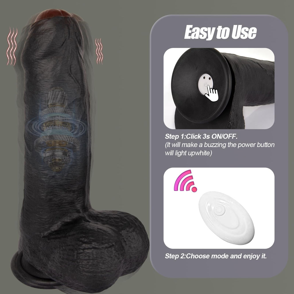 Black Realistic Dildo Vibrator D970