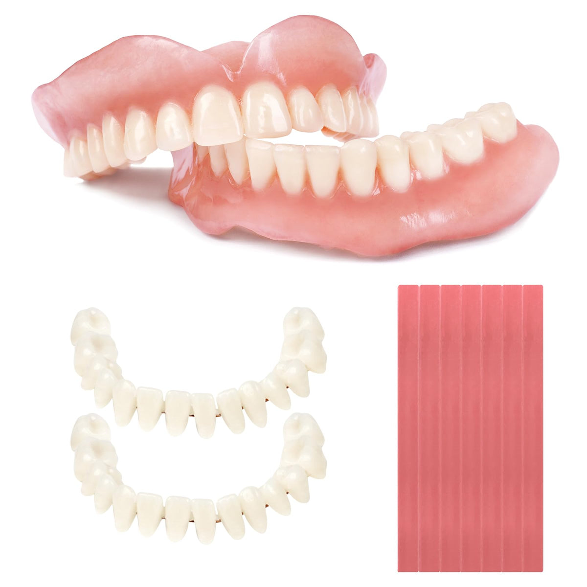DIY Denture Kit Full Set Top & Bottom Fake Teeth D6521