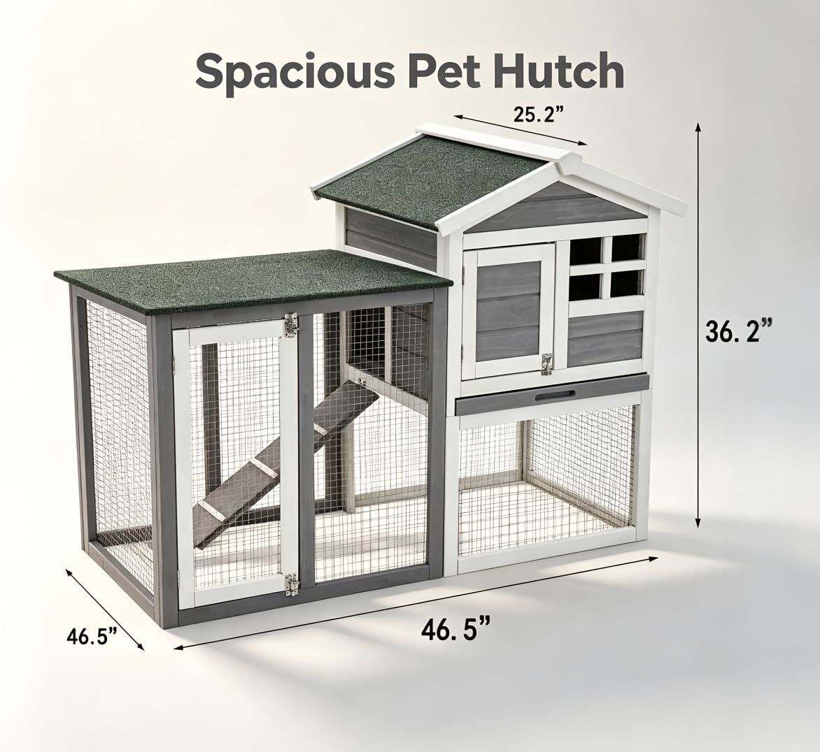48" 2-Story Wooden Rabbit Hutch with Ramp Y607052