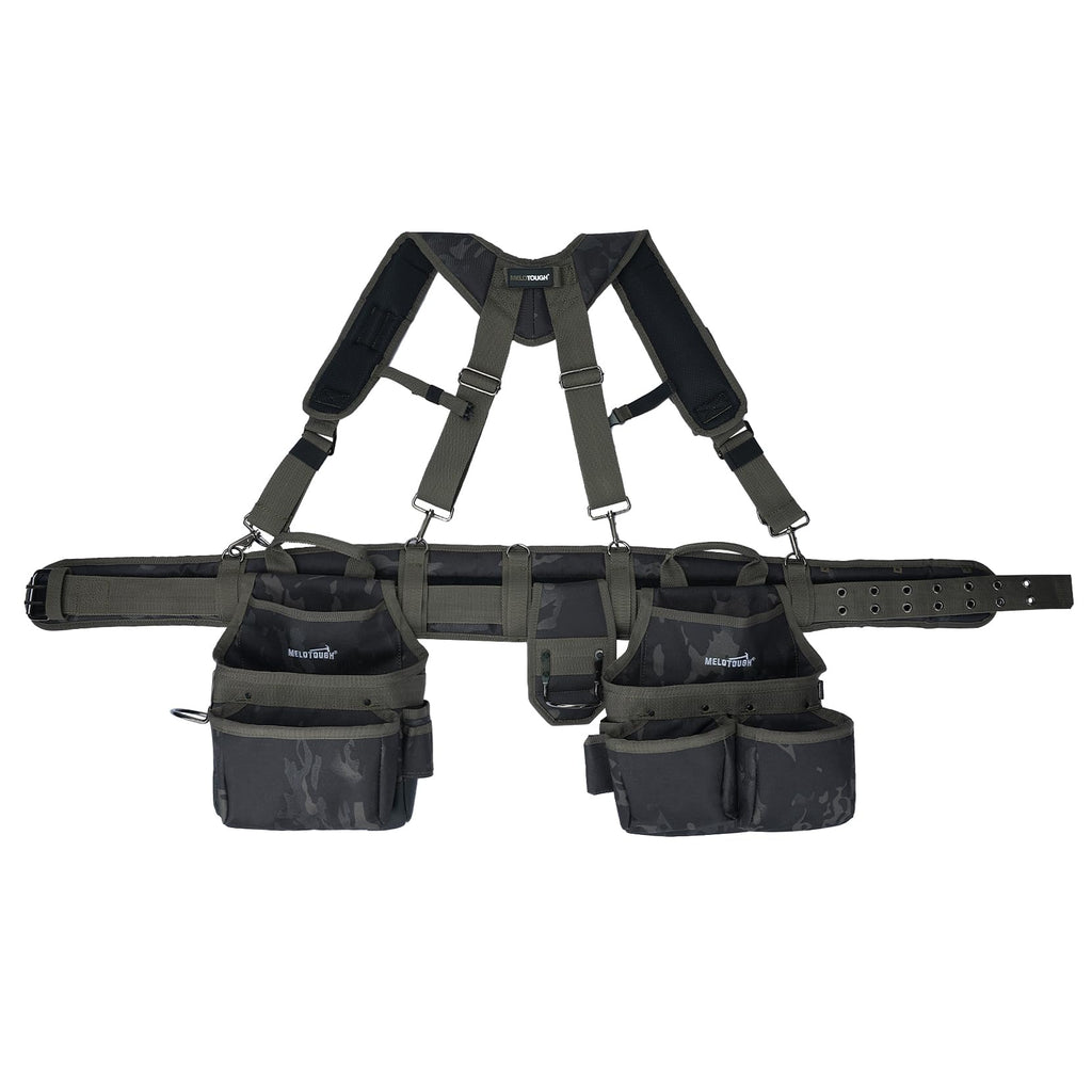 Camo Tool Belt with Suspenders Tool Pouch Organizer Heavy Duty J861