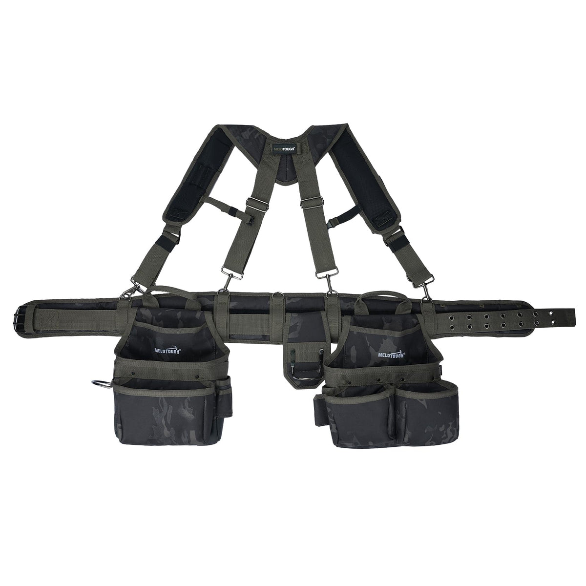 Camo Tool Belt with Suspenders Tool Pouch Organizer Heavy Duty J861