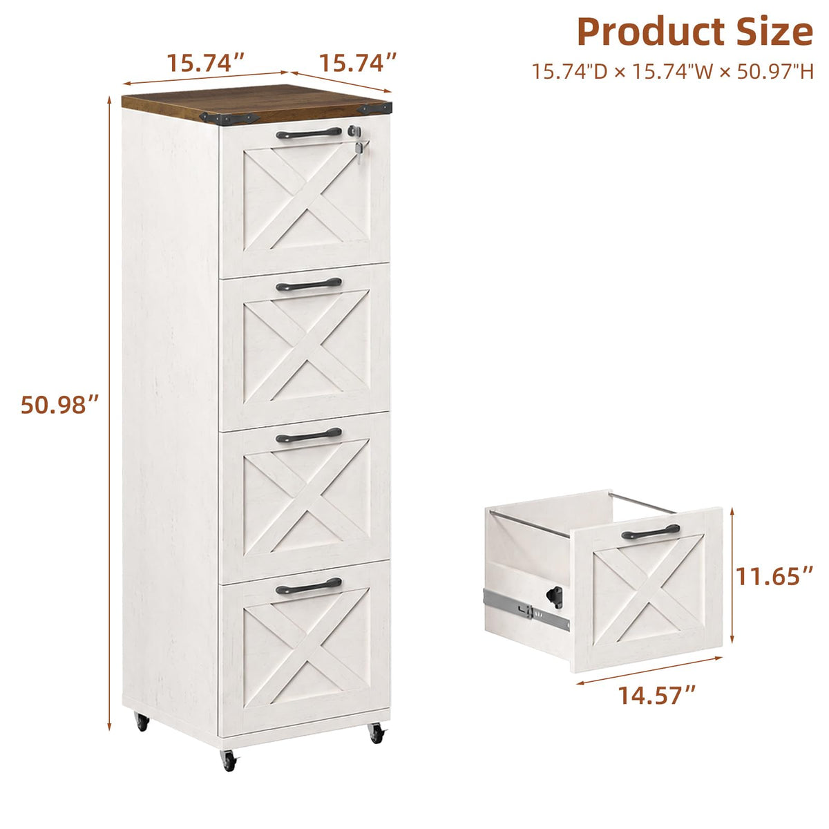 White 4 Drawer Filing Cabinet X4293