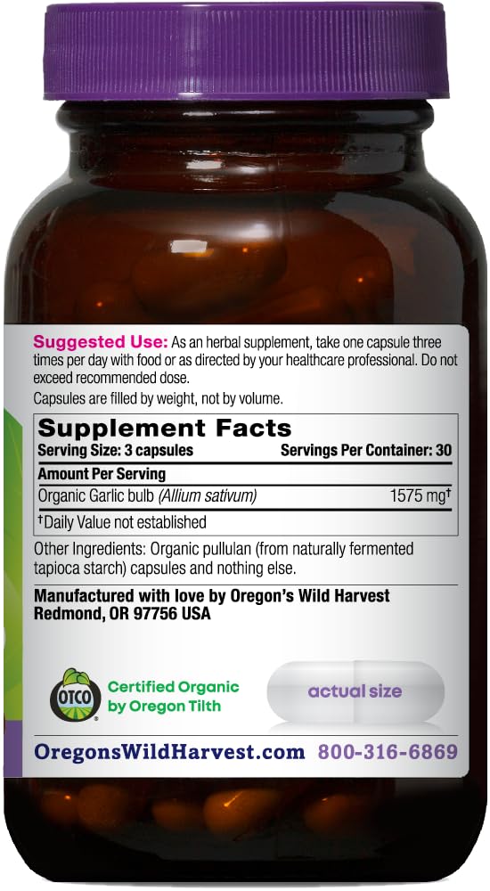 Organic Garlic Capsules 90 Count Y370