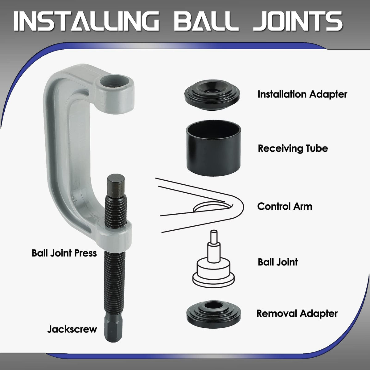 10 Pc Ball Joint Press Kit U Joint Removal Tool with Adapters E280
