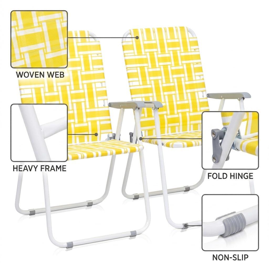 Heavy Duty Webbed Lawn Chair Set of 2 with Aluminum Frame P367