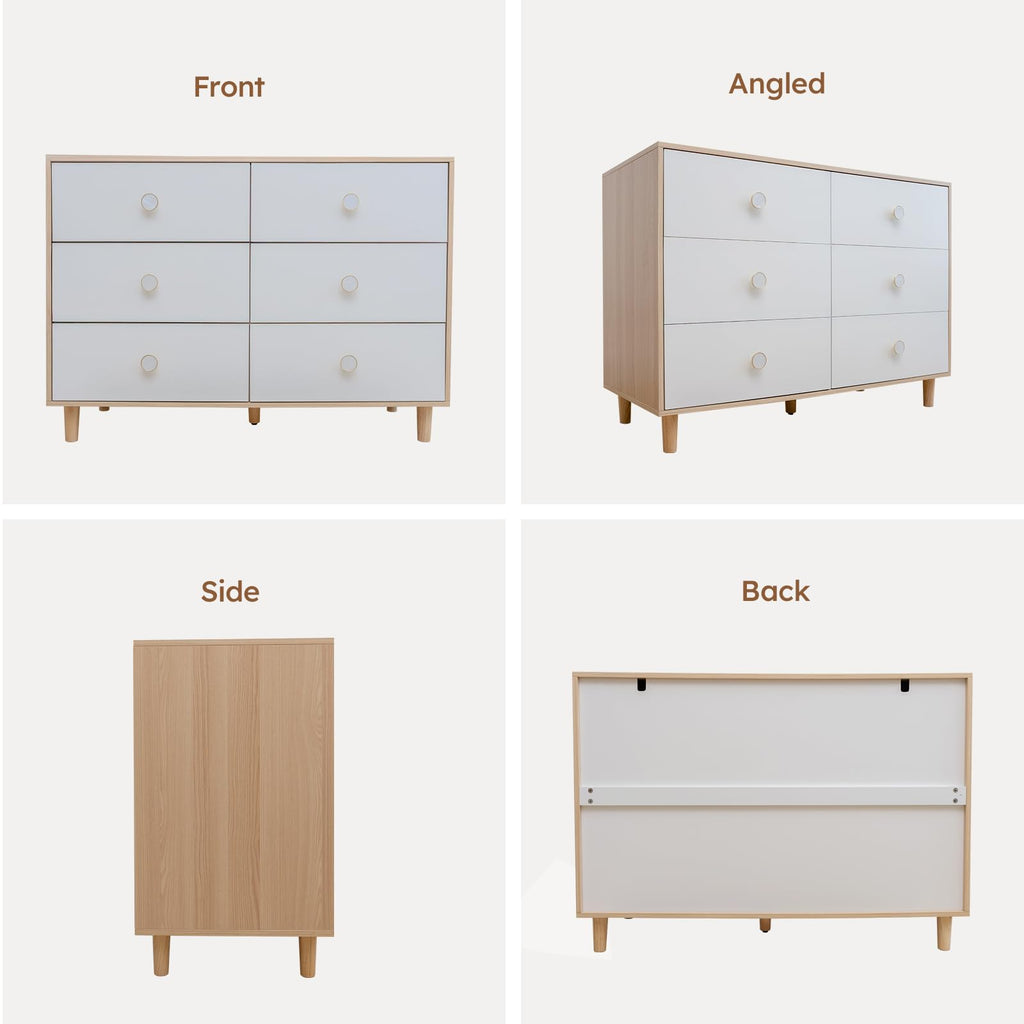 White 6 Drawer Baby Dresser D1009