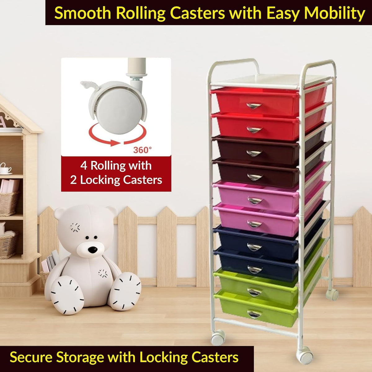 10 Drawer Rolling Storage Organizer D819