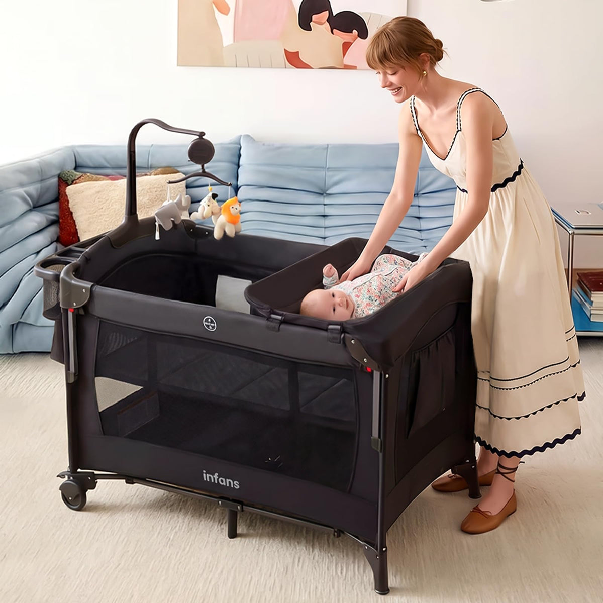 4 in 1 Baby Bassinet Bedside Crib J57918