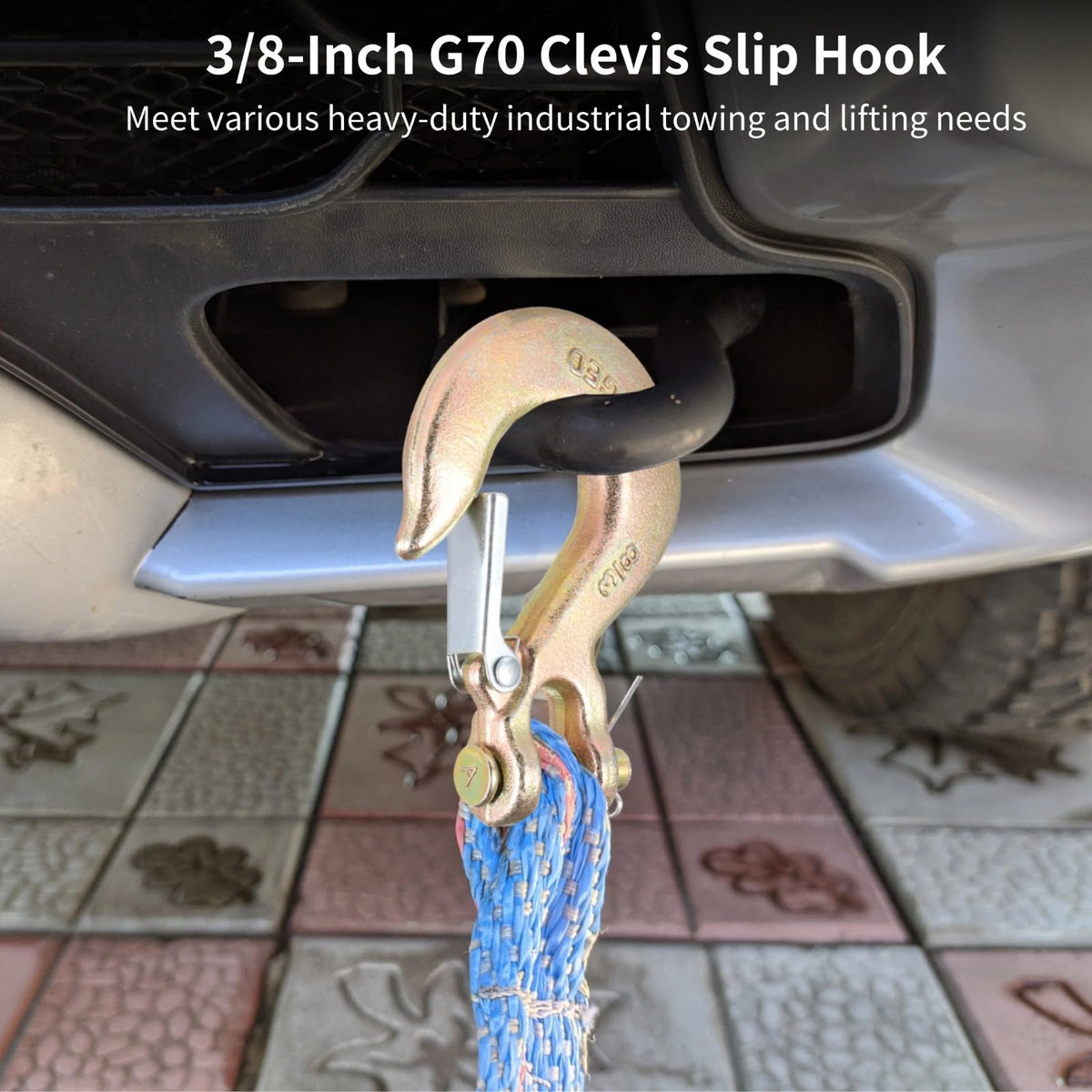 4-Pack 3/8 Forged Clevis Slip Hooks with Safety Latch I42803