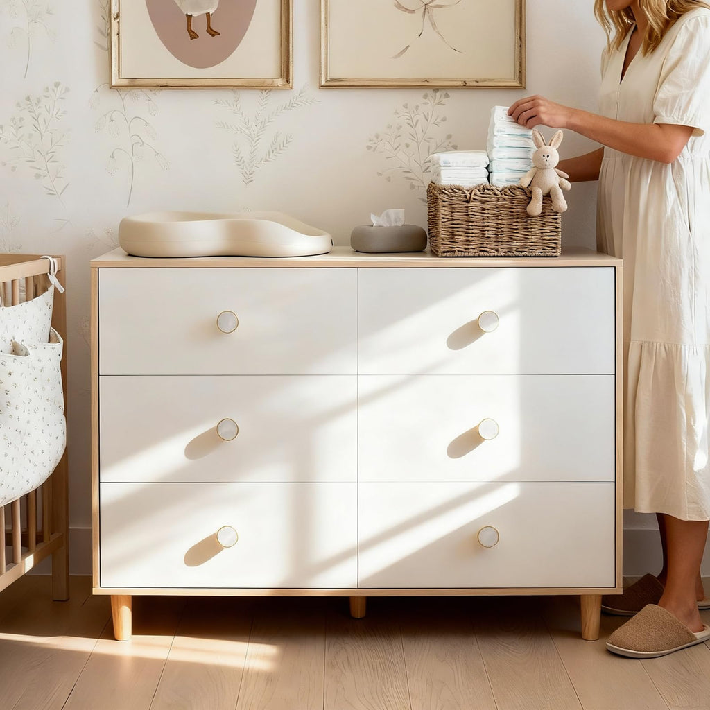 White 6 Drawer Baby Dresser D1009