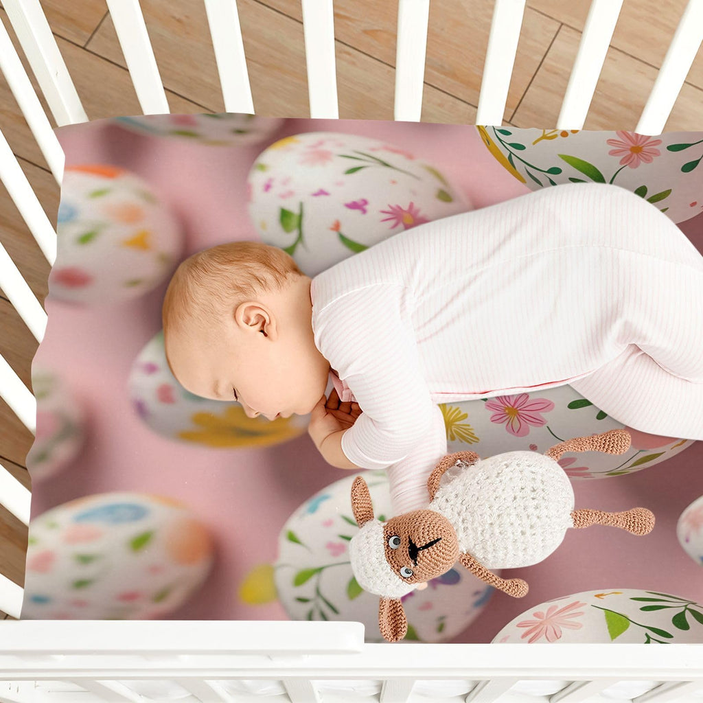 3D Colorful Easter Eggs Microfiber Fitted Crib Sheet P5987