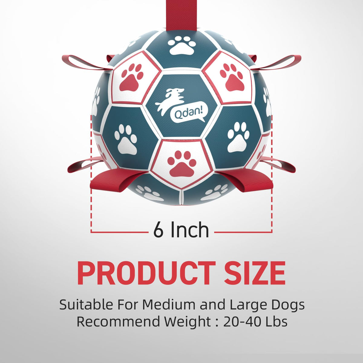 6 Inch Dog Soccer Ball with Straps Q636787