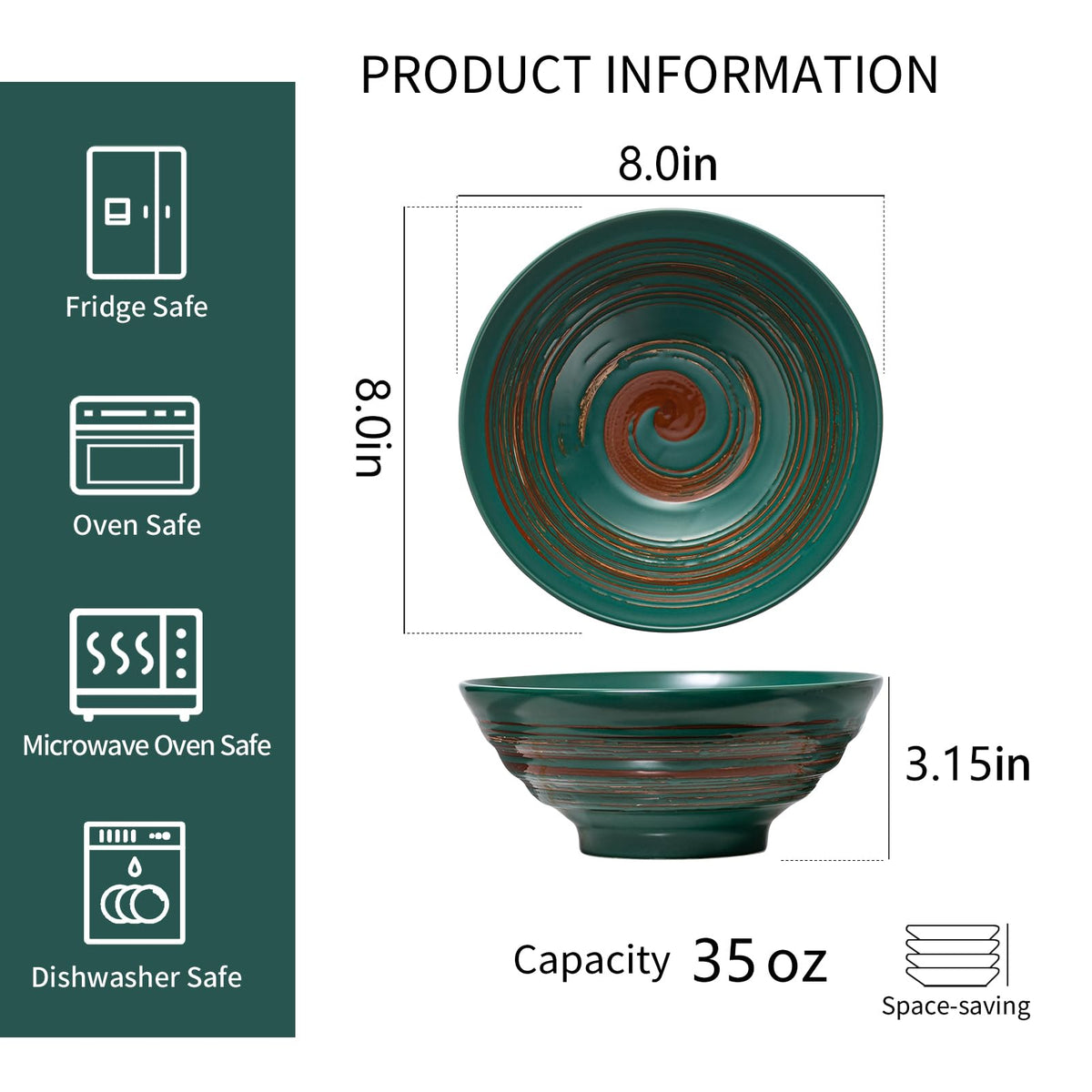 Multicolor Ceramic Ramen Bowl Set of 4 E49595