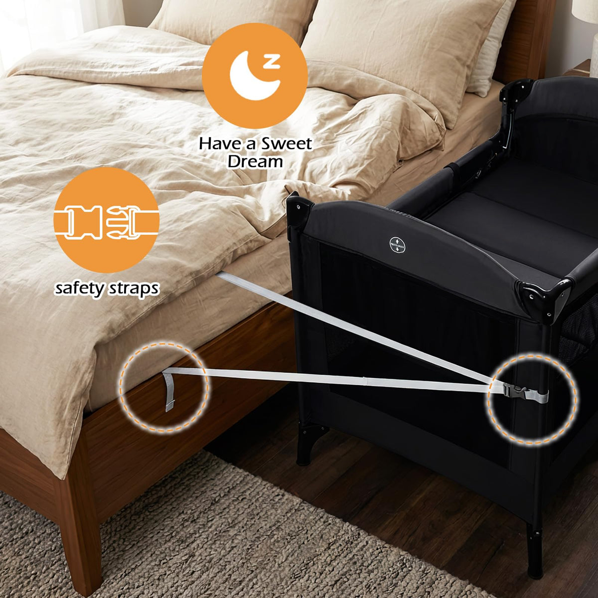 4 in 1 Baby Bassinet Bedside Crib J57918