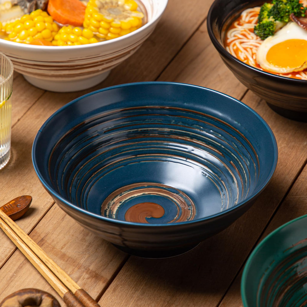 Multicolor Ceramic Ramen Bowl Set of 4 E49595