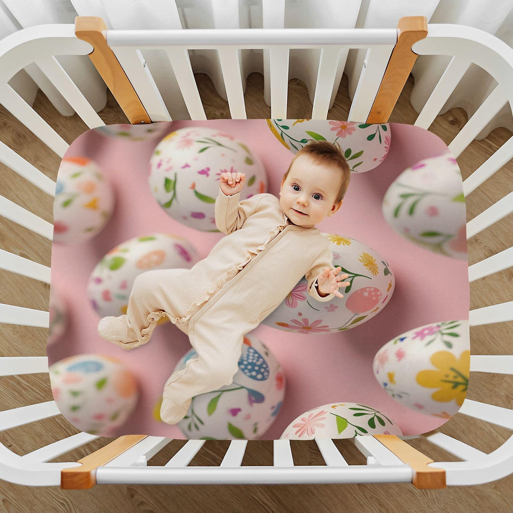 3D Colorful Easter Eggs Microfiber Fitted Crib Sheet P5987