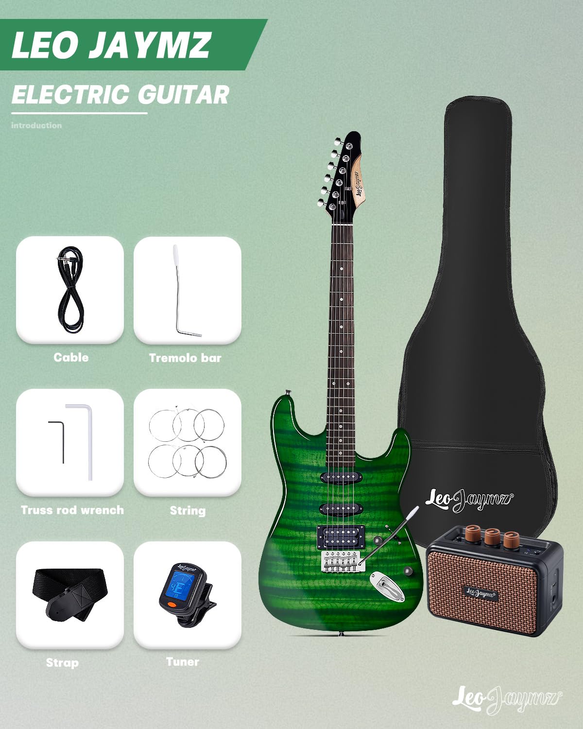 39" Full Size SSH Electric Guitar Starter Kit with Amp N116192