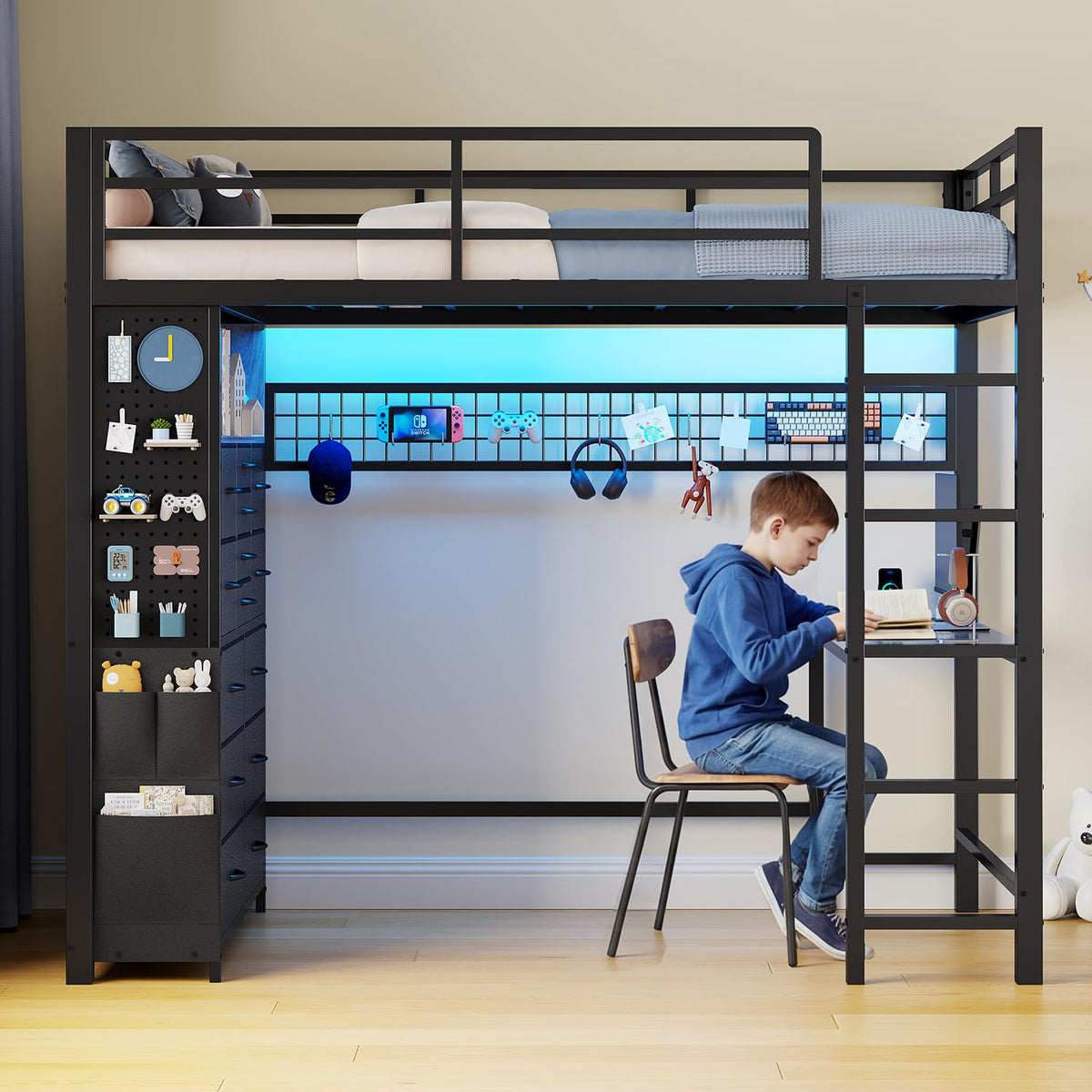 Twin Loft Bed with Desk and Storage Drawers T242690