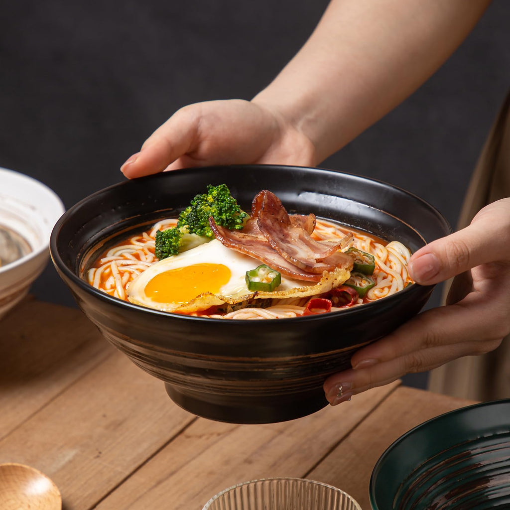 Multicolor Ceramic Ramen Bowl Set of 4 E49595