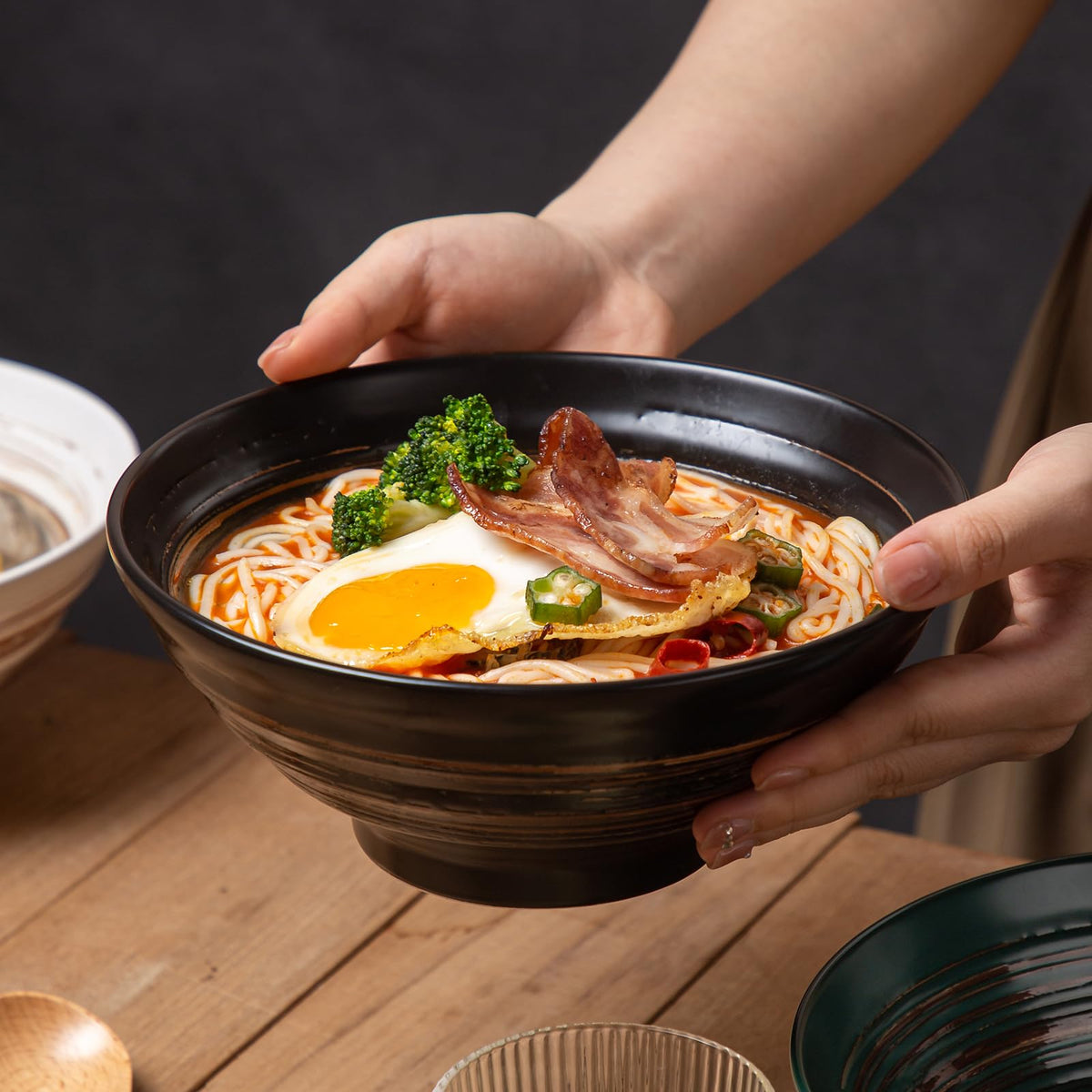 Multicolor Ceramic Ramen Bowl Set of 4 E49595