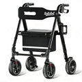 Lightweight Foldable Rollator Walker with 8" Rubber Wheels, 350lb Capacity, Black P784476