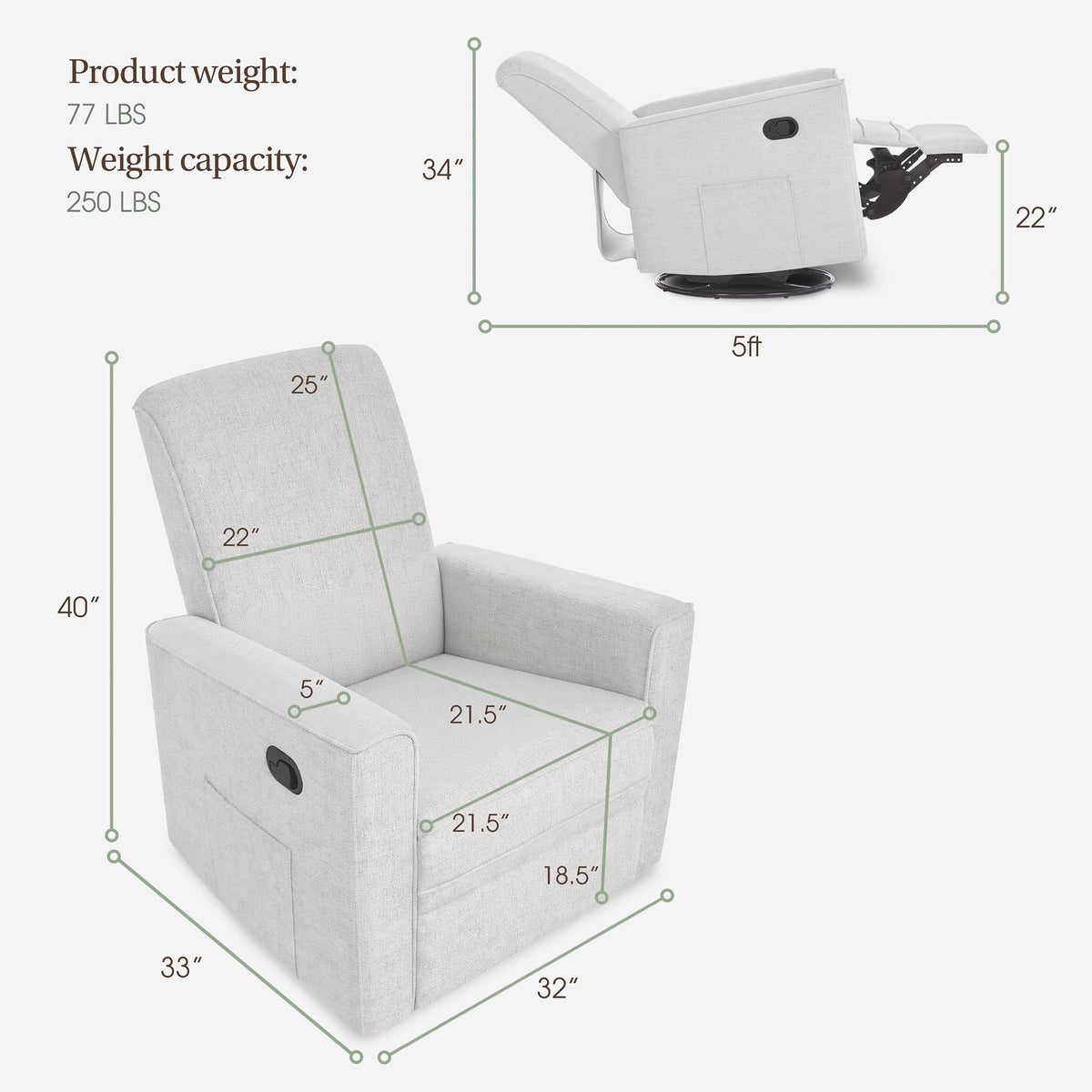 Upholstered Manual Glider Recliner U72345