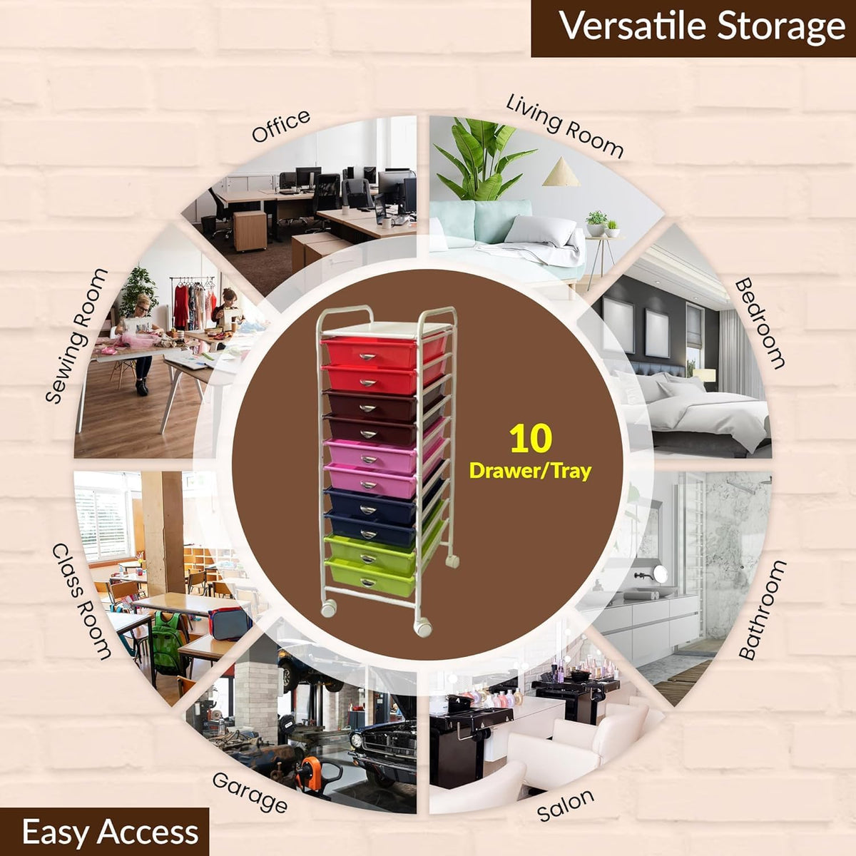 10 Drawer Rolling Storage Organizer D819