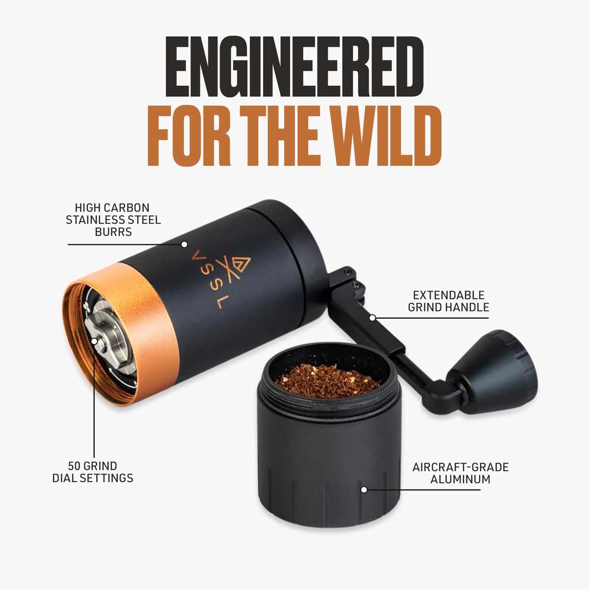 Manual Coffee Grinder with Stainless Steel Conical Burr Mill, 45 gram capacity F847