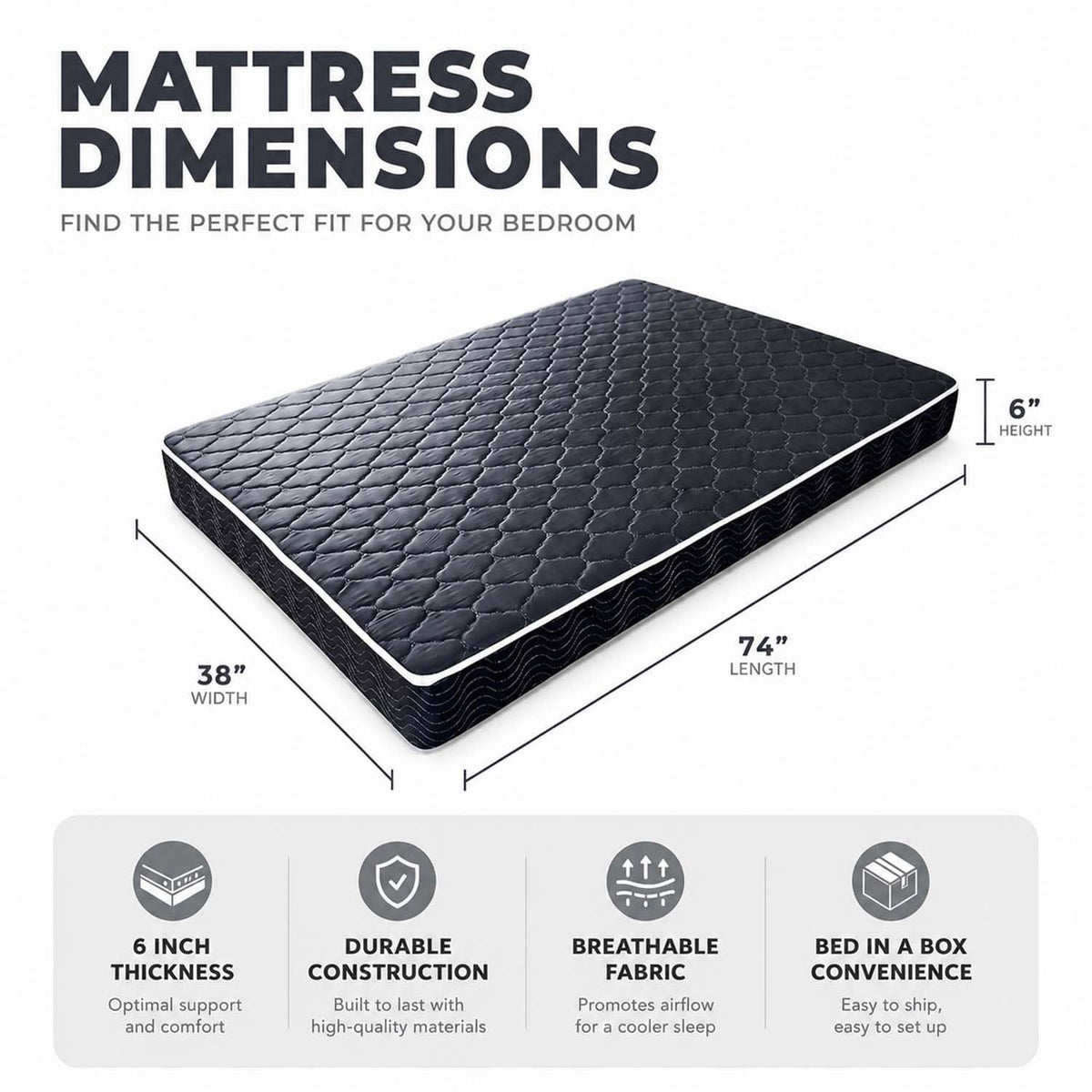 6 Inch Twin Memory Foam Mattress J34266