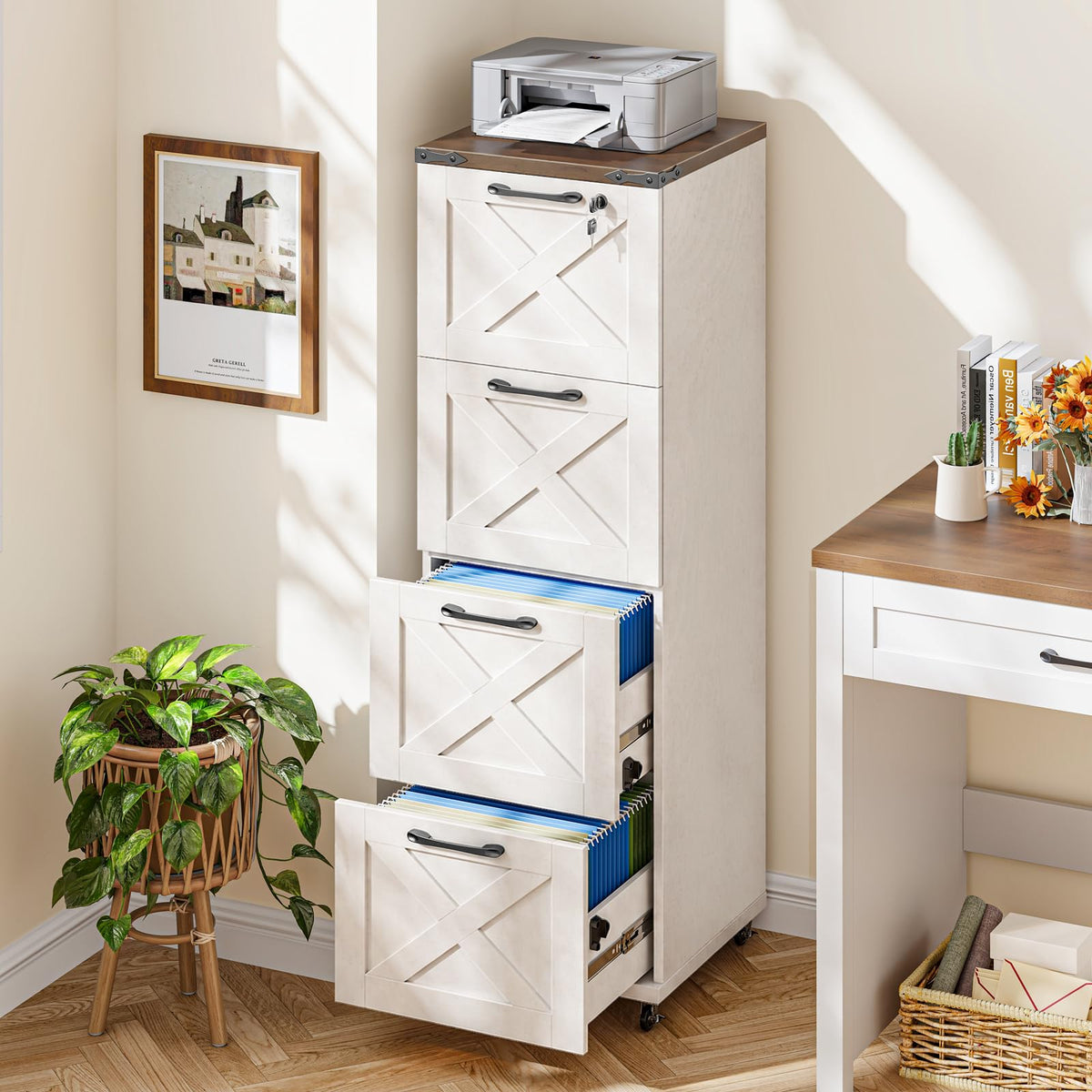 White 4 Drawer Filing Cabinet X4293