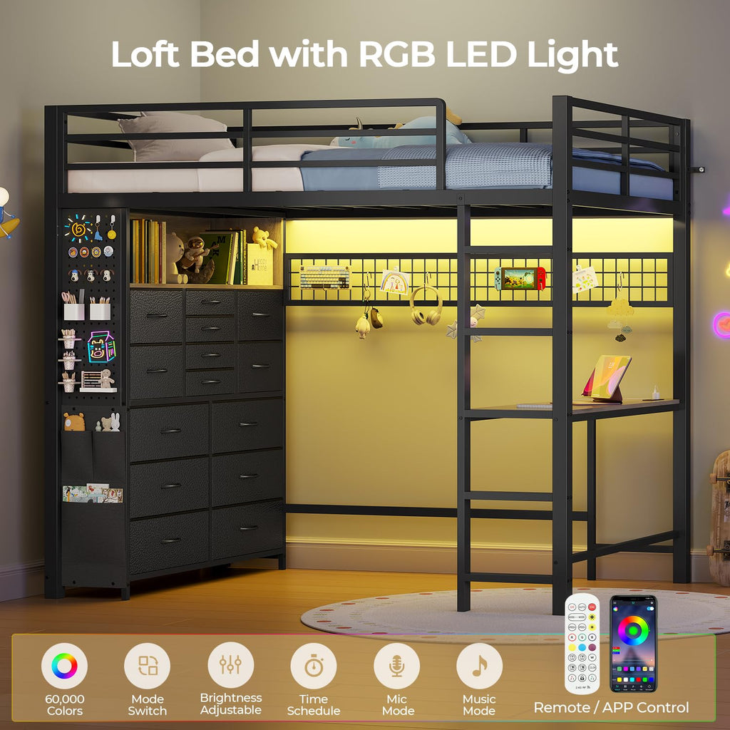 Twin Loft Bed with Desk and Storage Drawers T242690