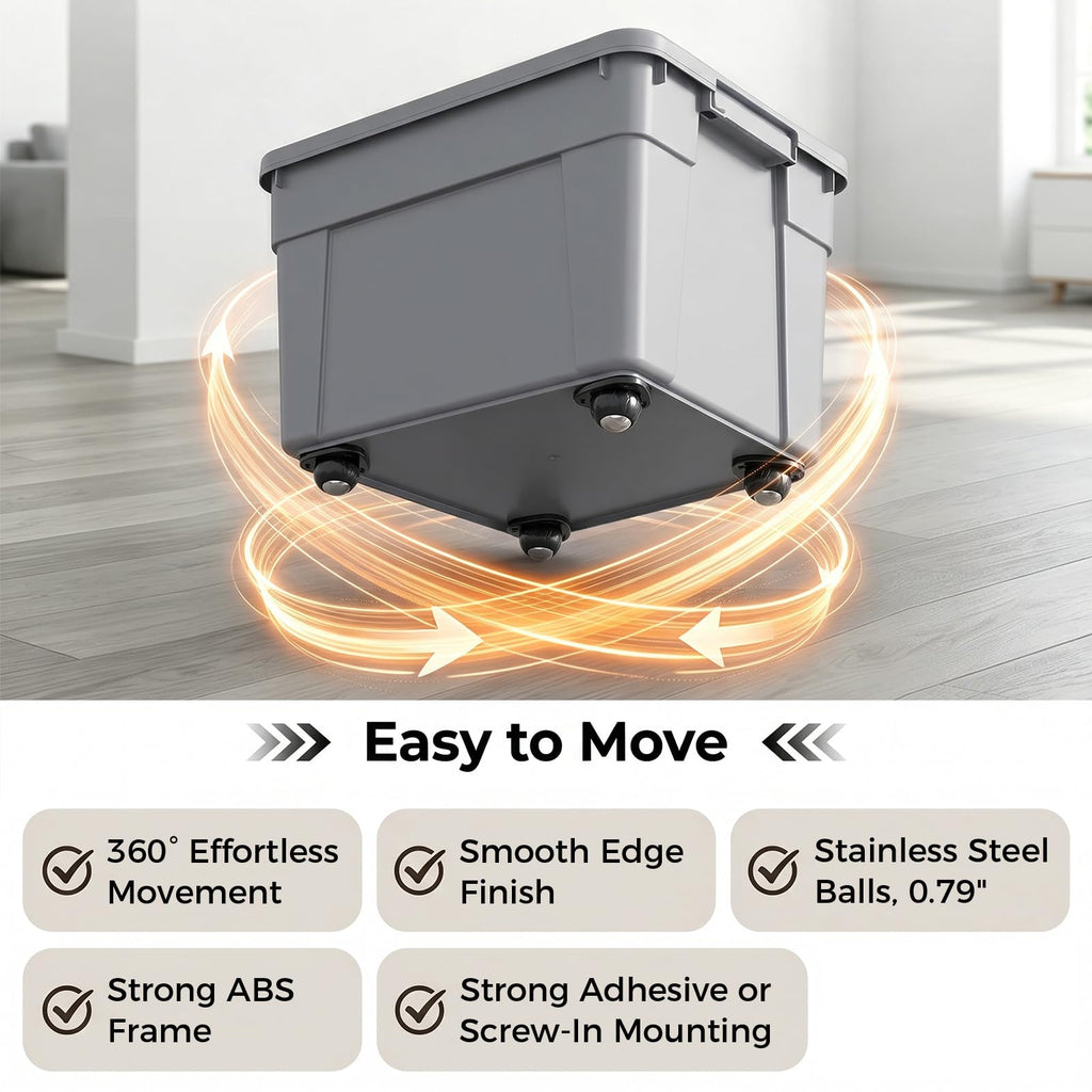 Black 4pcs Self Adhesive Caster Wheels R652