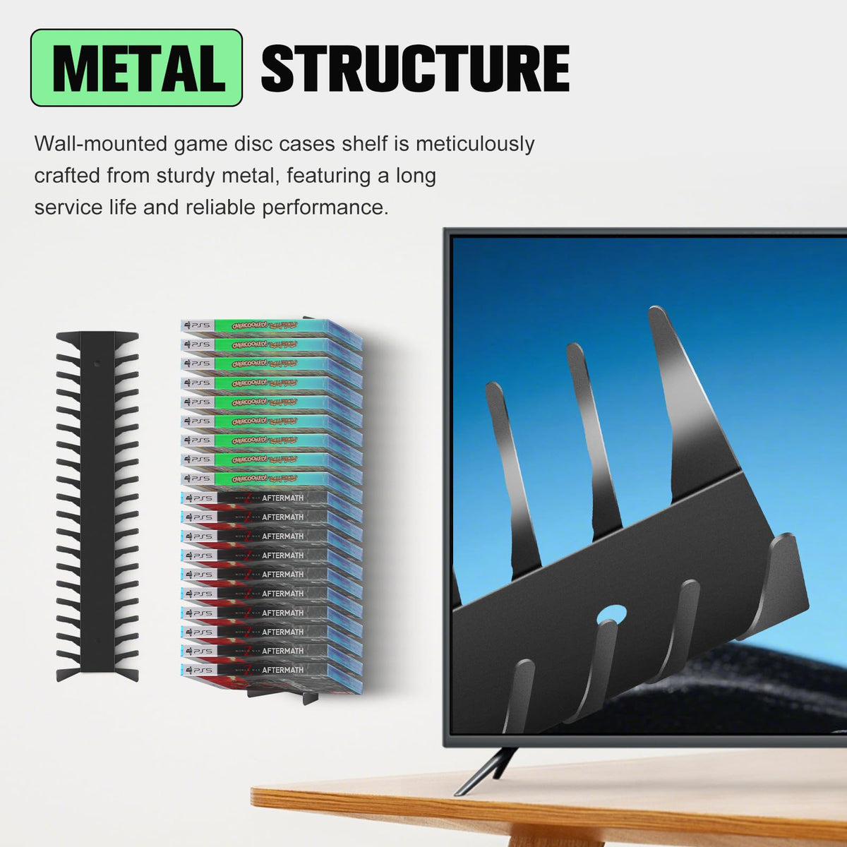 4-Pack Wall Mount DVD Holder Metal Video Game Storage Rack B511