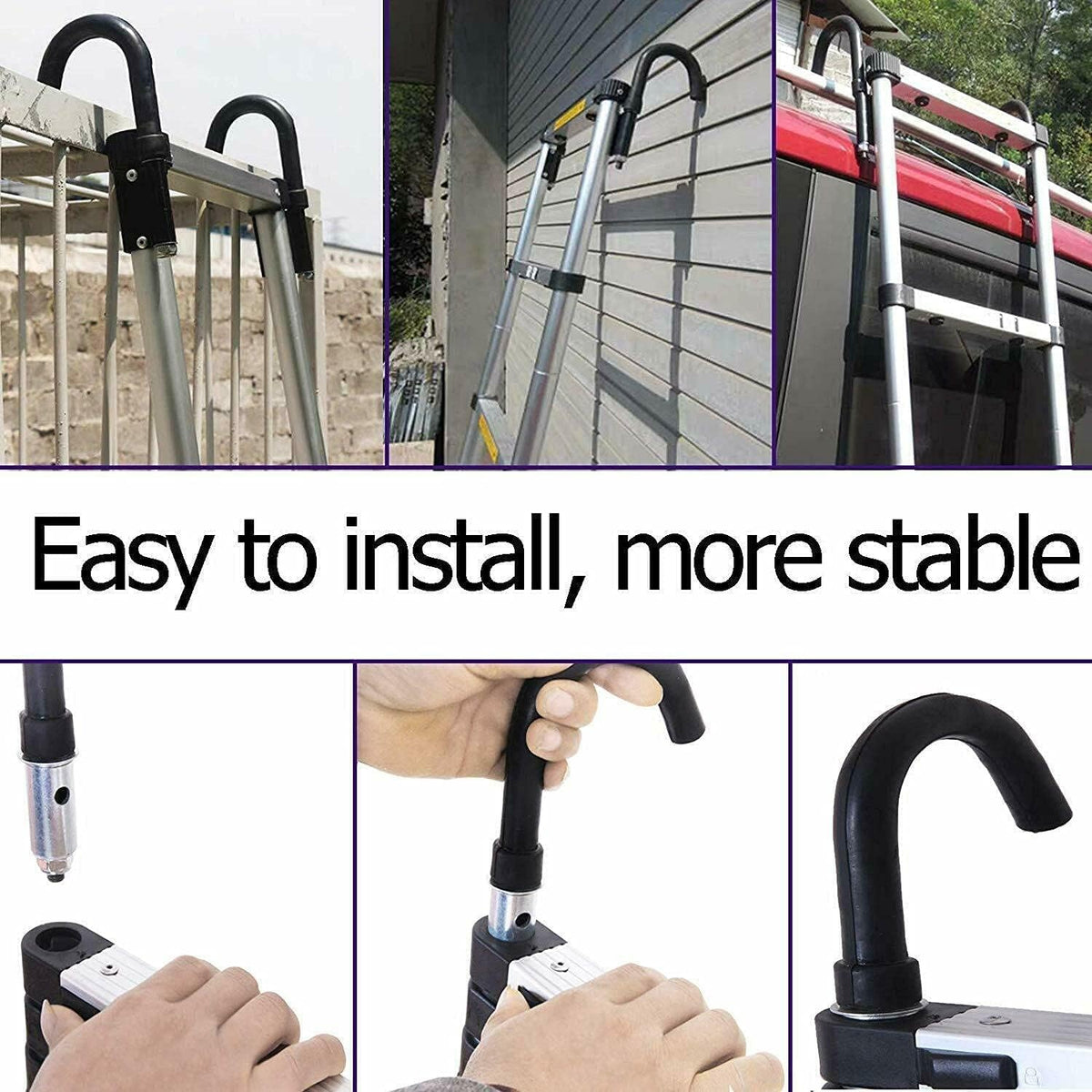 20FT Aluminum Telescoping Ladder with 2 Detachable Hooks, 330 lb Capacity H9325