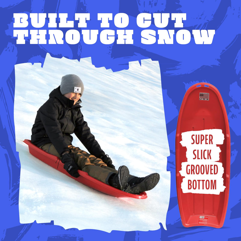 Red 48 Inch Plastic Toboggan Snow Sled O986