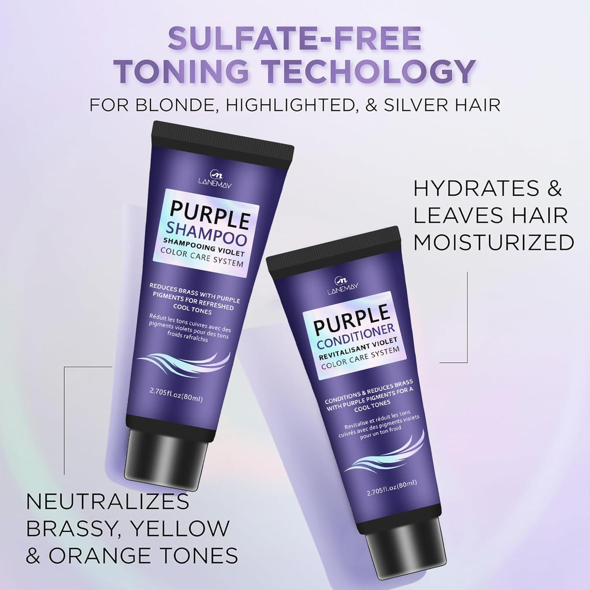 SLS Free Unscented Brass Reducing Shampoo and Conditioner Set 5.29 oz 2 Piece V7917