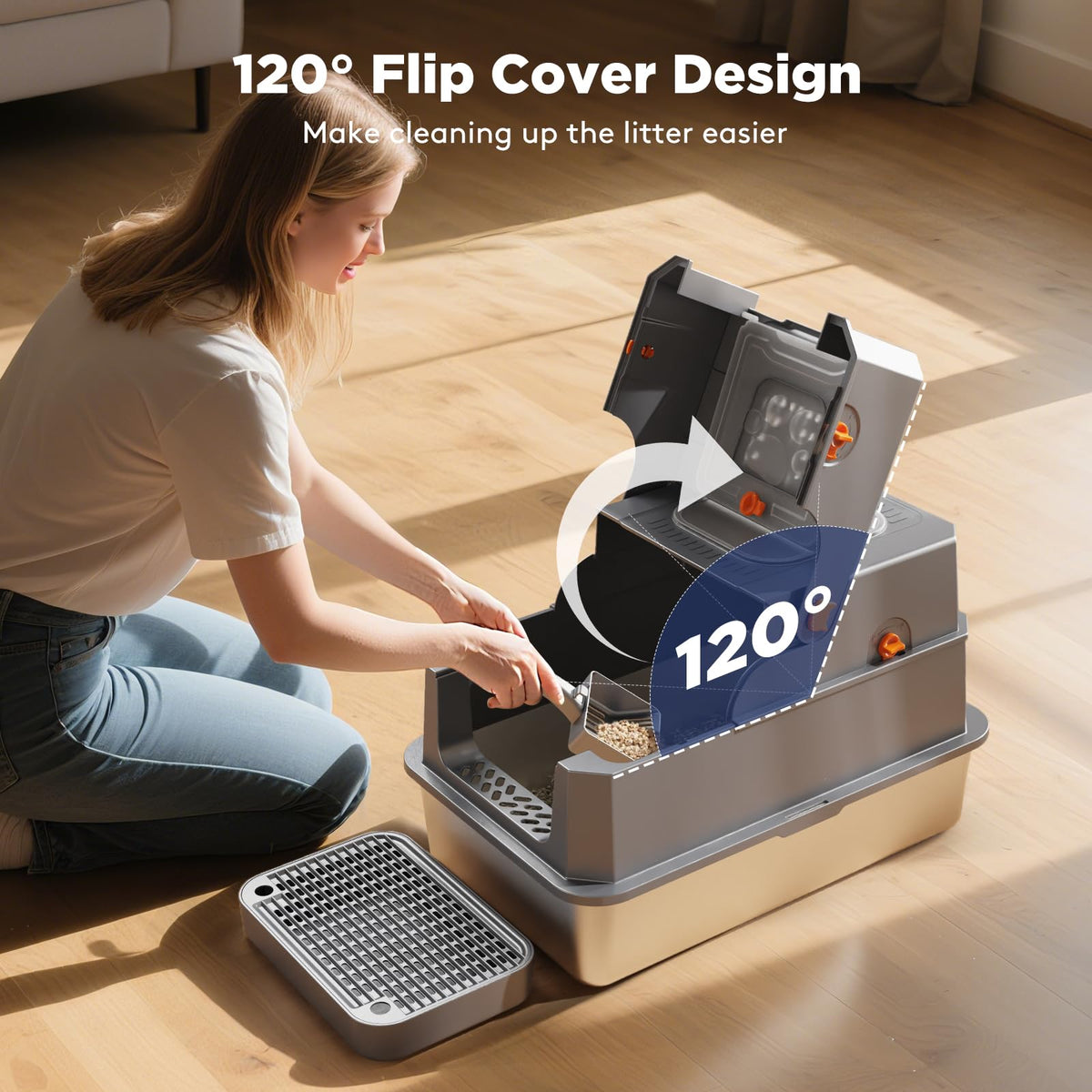 Stainless Steel Enclosed Cat Litter Box with Lid S574