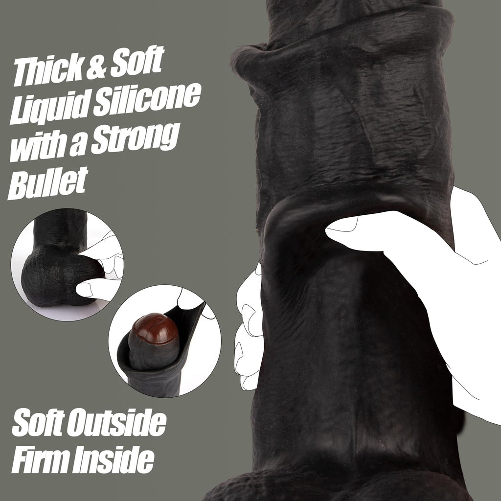 Black Realistic Dildo Vibrator D970